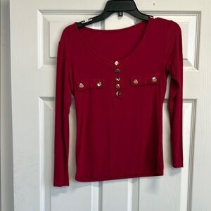 Women's Red Long Sleeve Top
